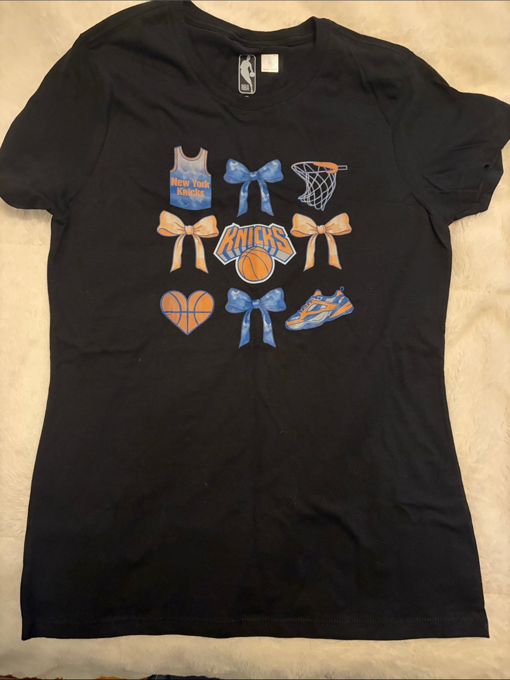 NBA Kids Black New York Knicks Graphic Tee with Orange & Blue Accents